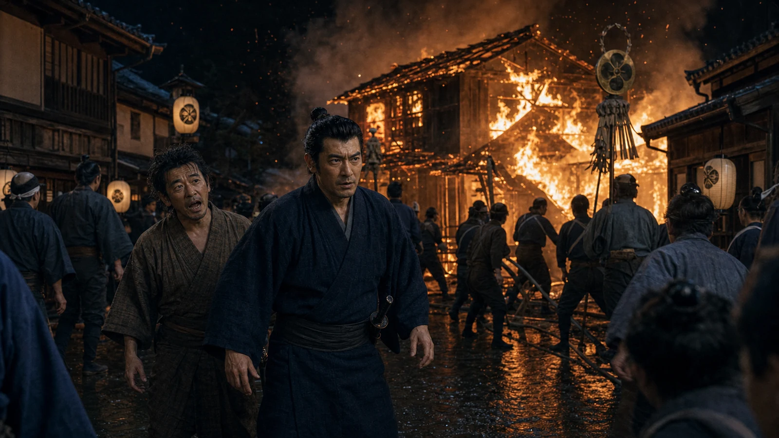 捜査の先で夜の火事が起こる。平次たちは、事件の鍵を握る者を救うため炎の中へ飛び込む。