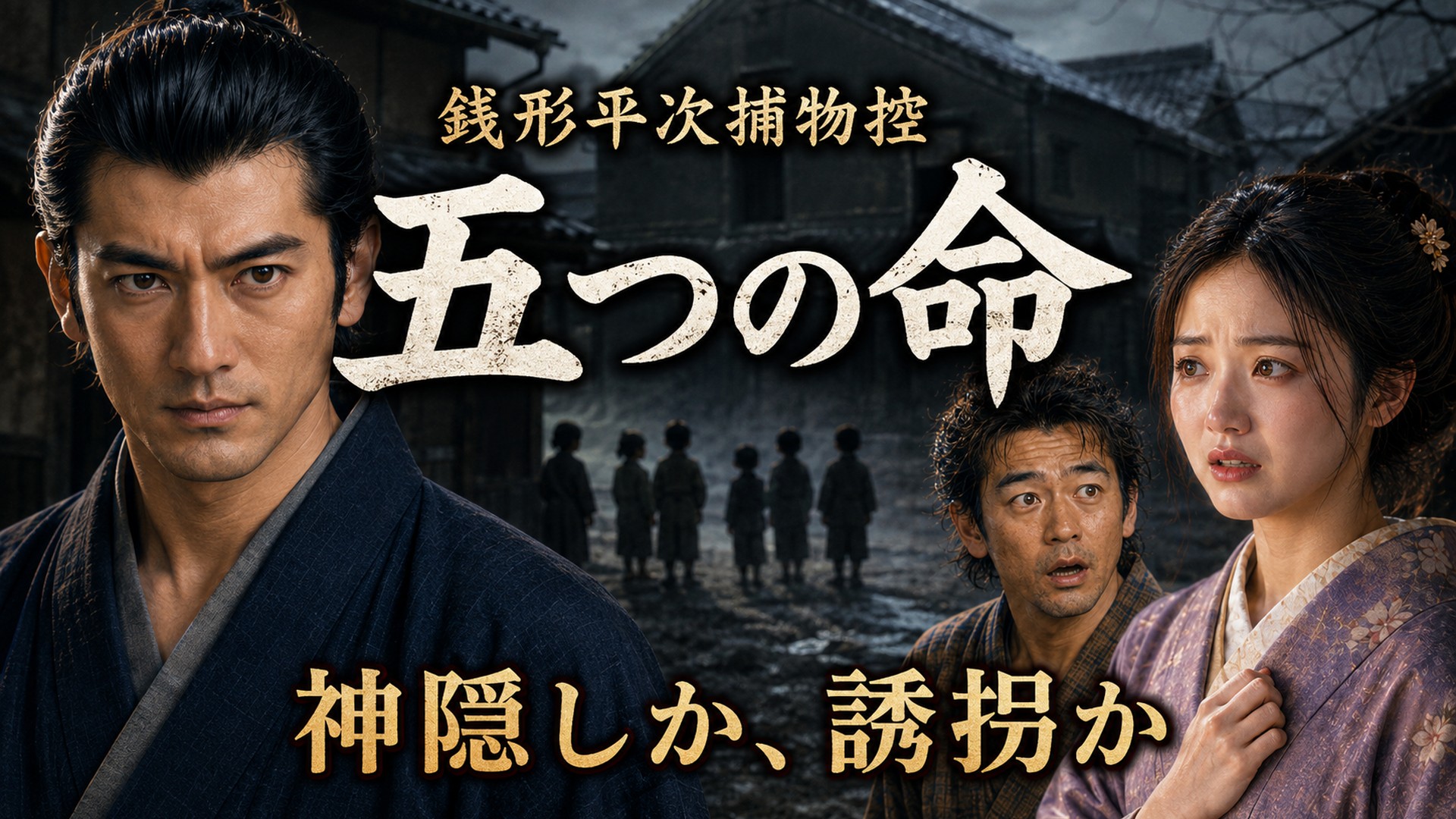 銭形平次捕物控『五つの命』。平次、お新、八五郎と、消えた五人の子供を象徴する冬の菊坂。