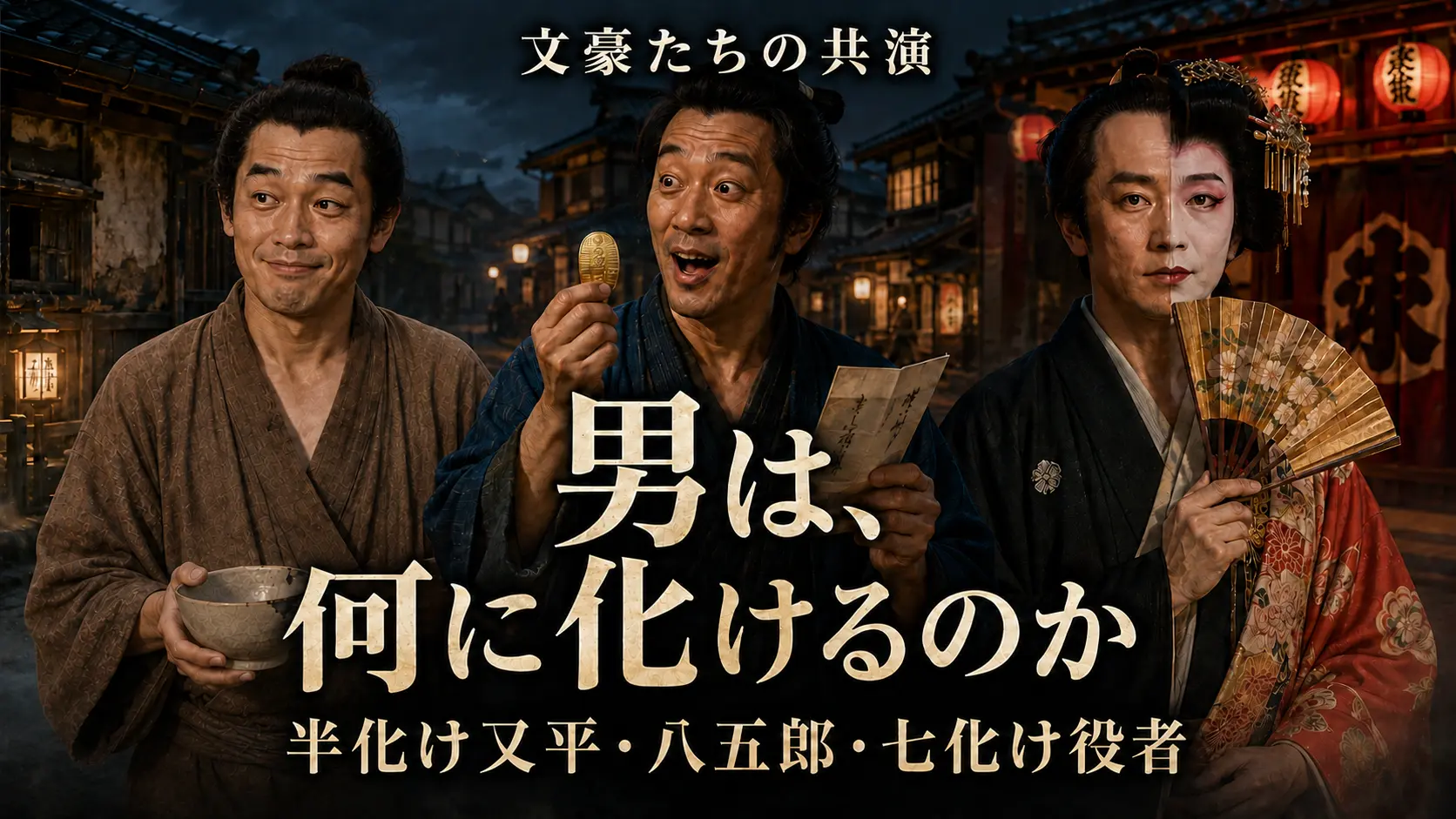 又平、八五郎、七化け役者が並ぶ『男は、何に化けるのか』文豪競演のアイキャッチ