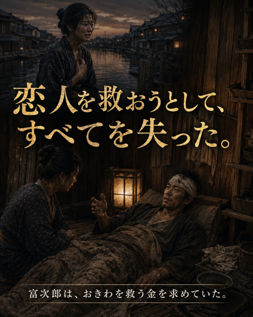 「恋人を救おうとして、すべてを失った。」の縦型ストーリーカード