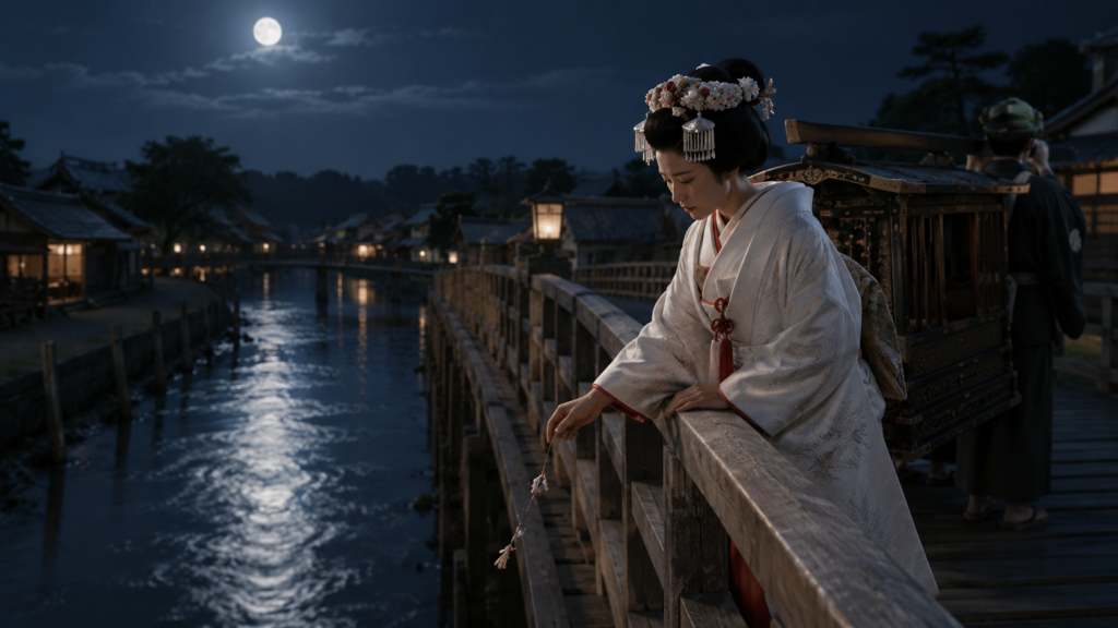 吉川英治『下頭橋由来』、月夜の橋で岩公を偲ぶ花嫁お次