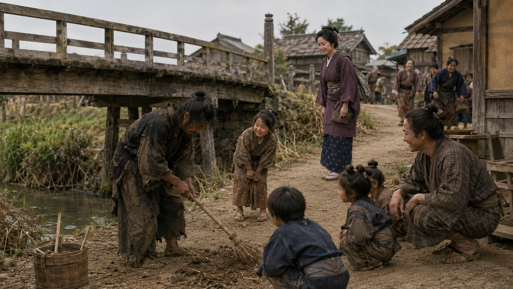 吉川英治『下頭橋由来』場面3「村に根づく岩公」