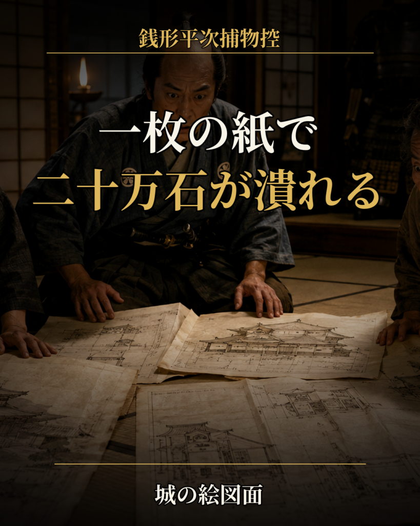 城の絵図面の危機を訴えるLPカルーセル第一カード