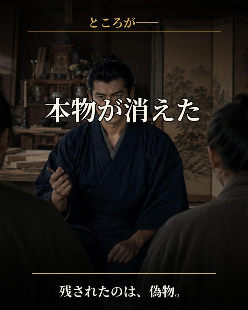 本物の絵図面が消えた謎を示す第三カード