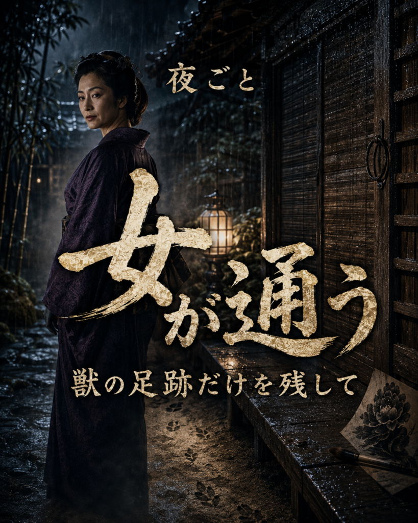 雨夜の鈴川家へ向かう妖しい女と、獣の足跡