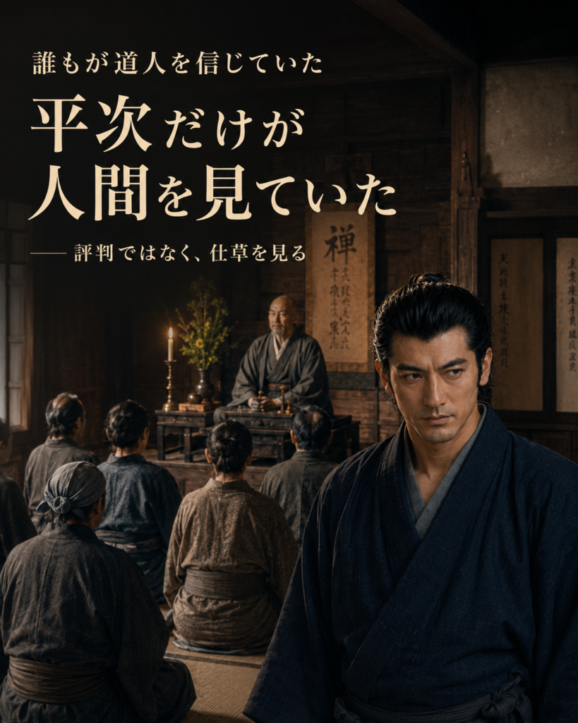 評判ではなく人間そのものを見る平次を示すカード