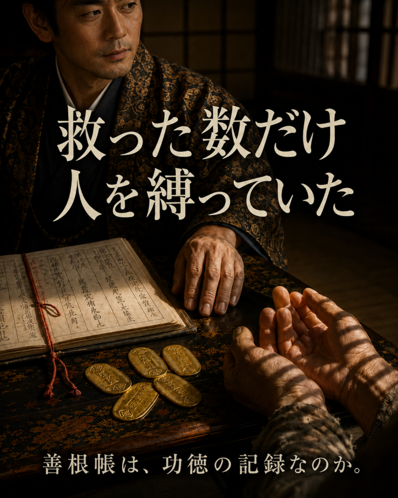『有徳人殺害』物語LPカード。救った数だけ人を縛っていた。