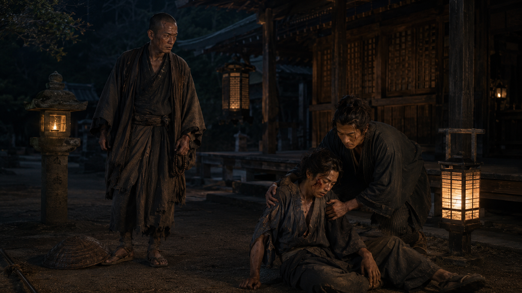 山本周五郎『竹槍念仏』場面4「傷ついた定吉」