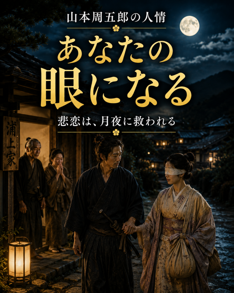 信太郎が文絵を導く場面を描いた物語LPカード7。