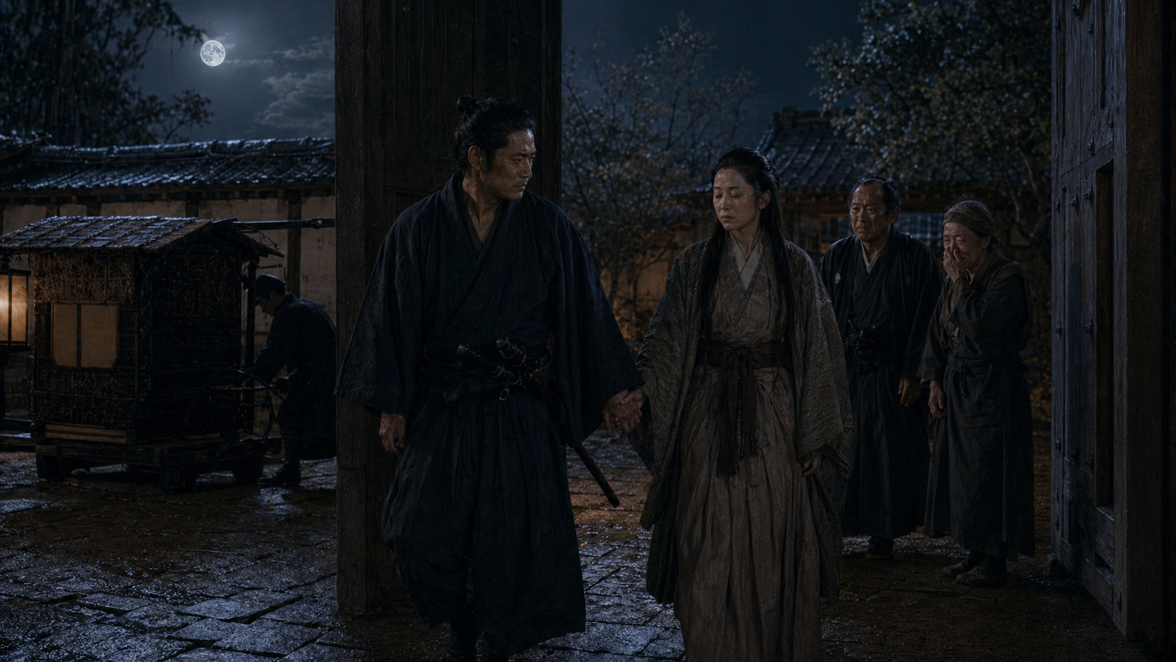 信太郎と文絵が旅立つ余韻の場面。