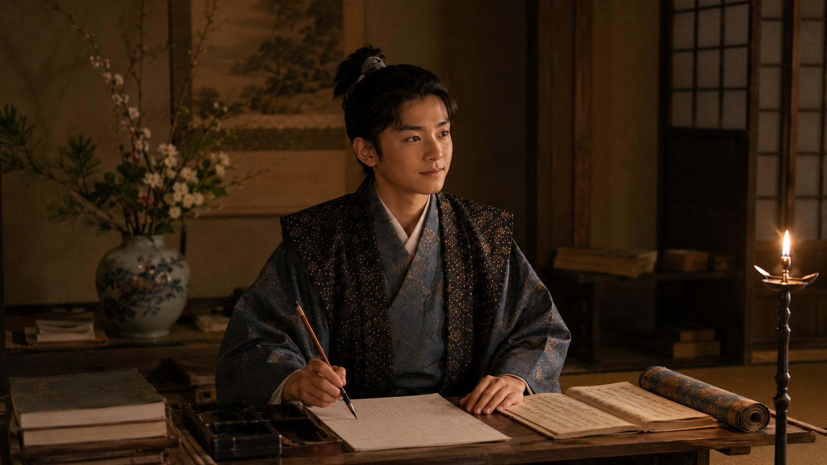 京都で国学、和歌、諸芸に励み、学問への自信を深めていく鶴千代