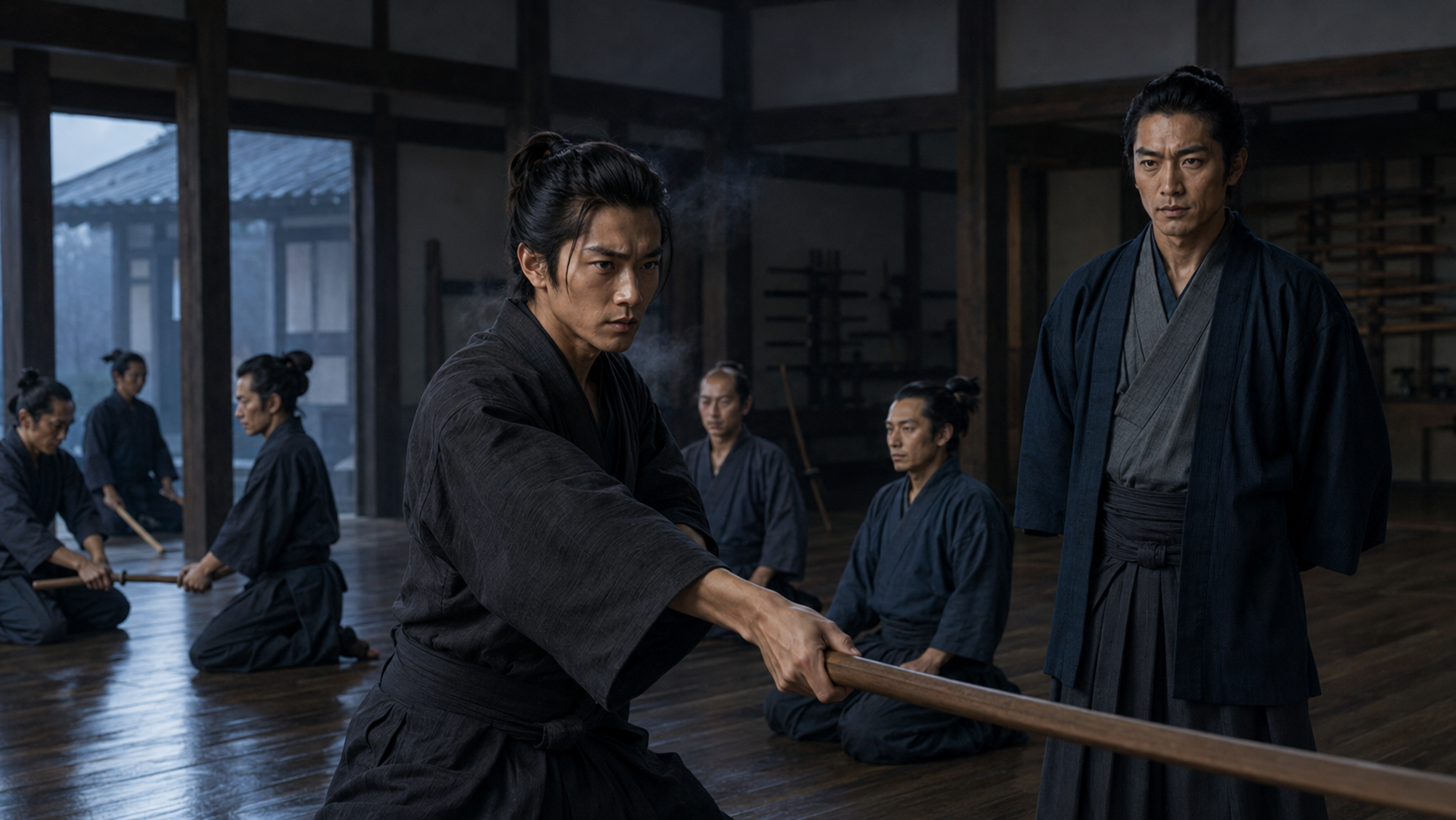 『花も刀も』物語場面:千葉道場の稽古