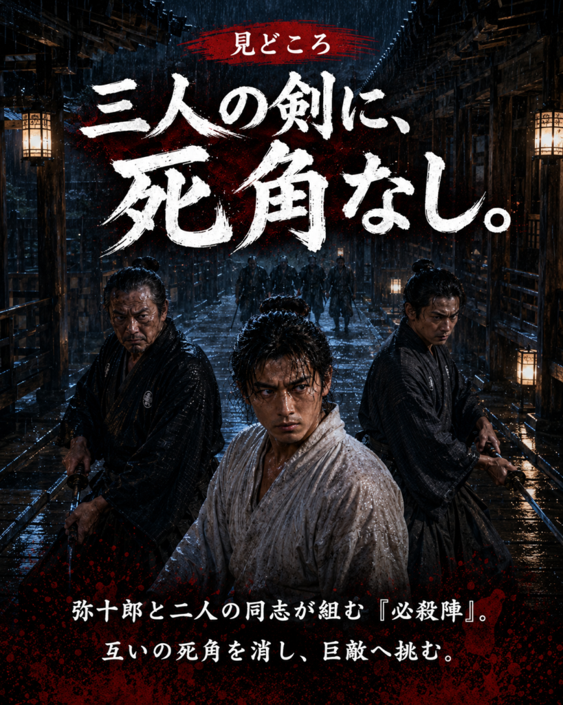 『斬奸必殺陣』物語を巡るカード「三人の剣に、死角なし」