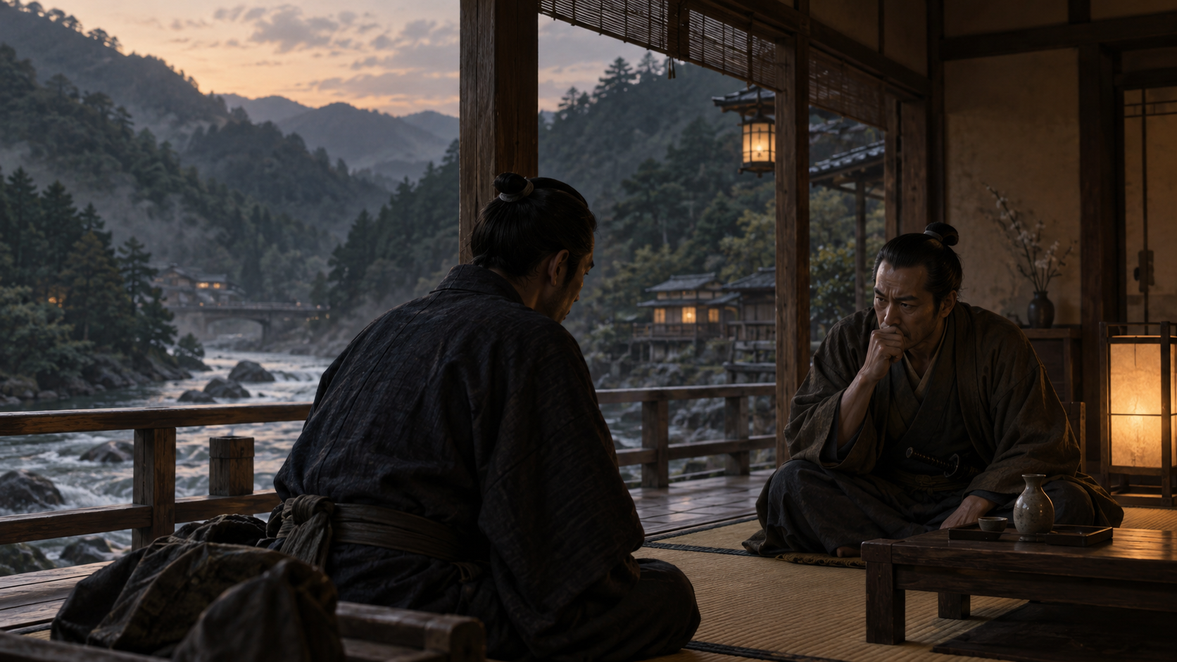 『ながい坂 中巻』第十一章の章扉「平野屋にて」