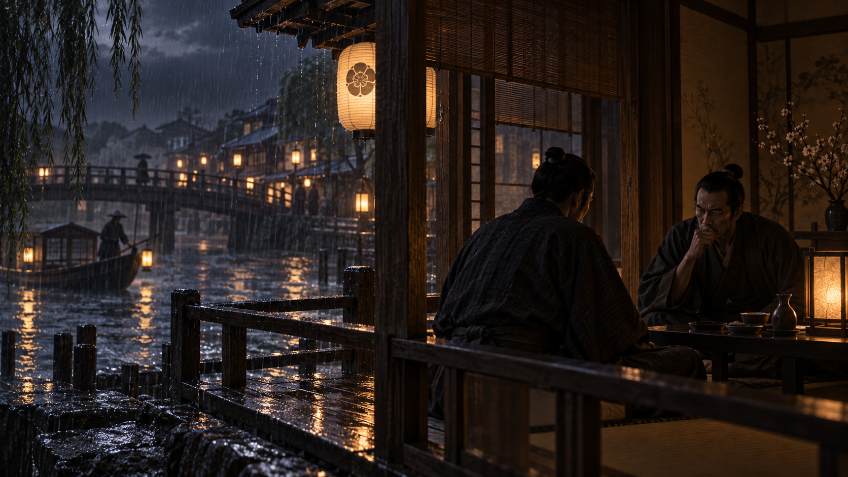 『ながい坂 中巻』第十六章の章扉「梅の井にて」