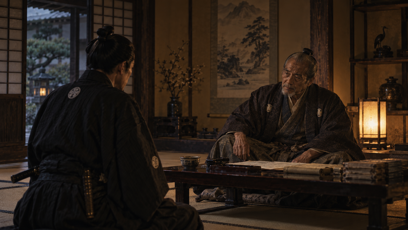 『ながい坂 下巻』第二十二章の章前扉「滝沢邸にて」