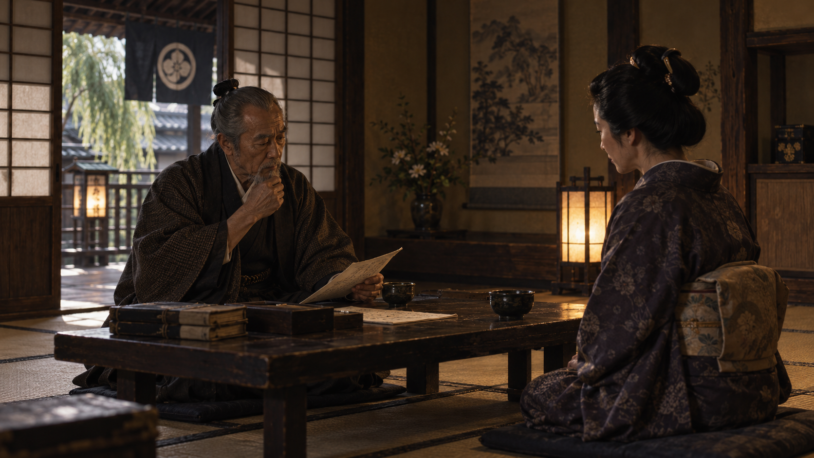 『ながい坂 下巻』第二十六章の章前扉「平野屋にて」