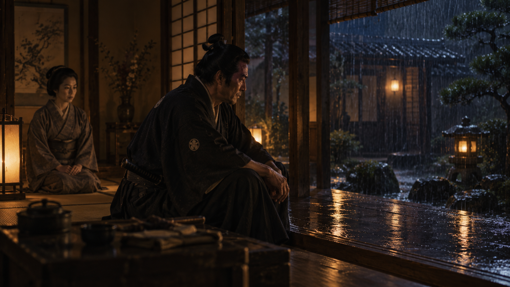 『ながい坂 下巻』第二十八章の章前扉「夜の静かな雨――。」