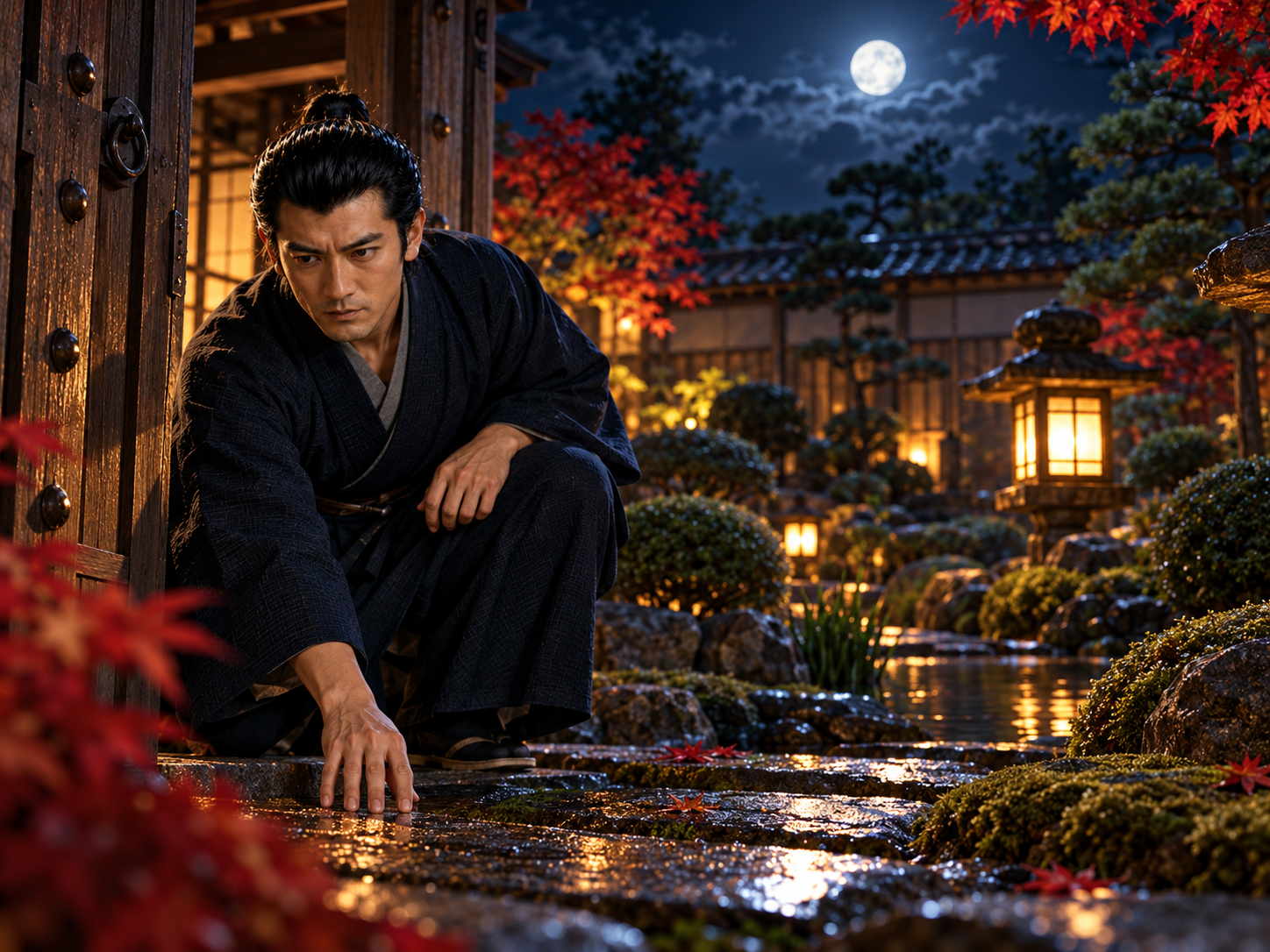 夜の閉ざされた庭