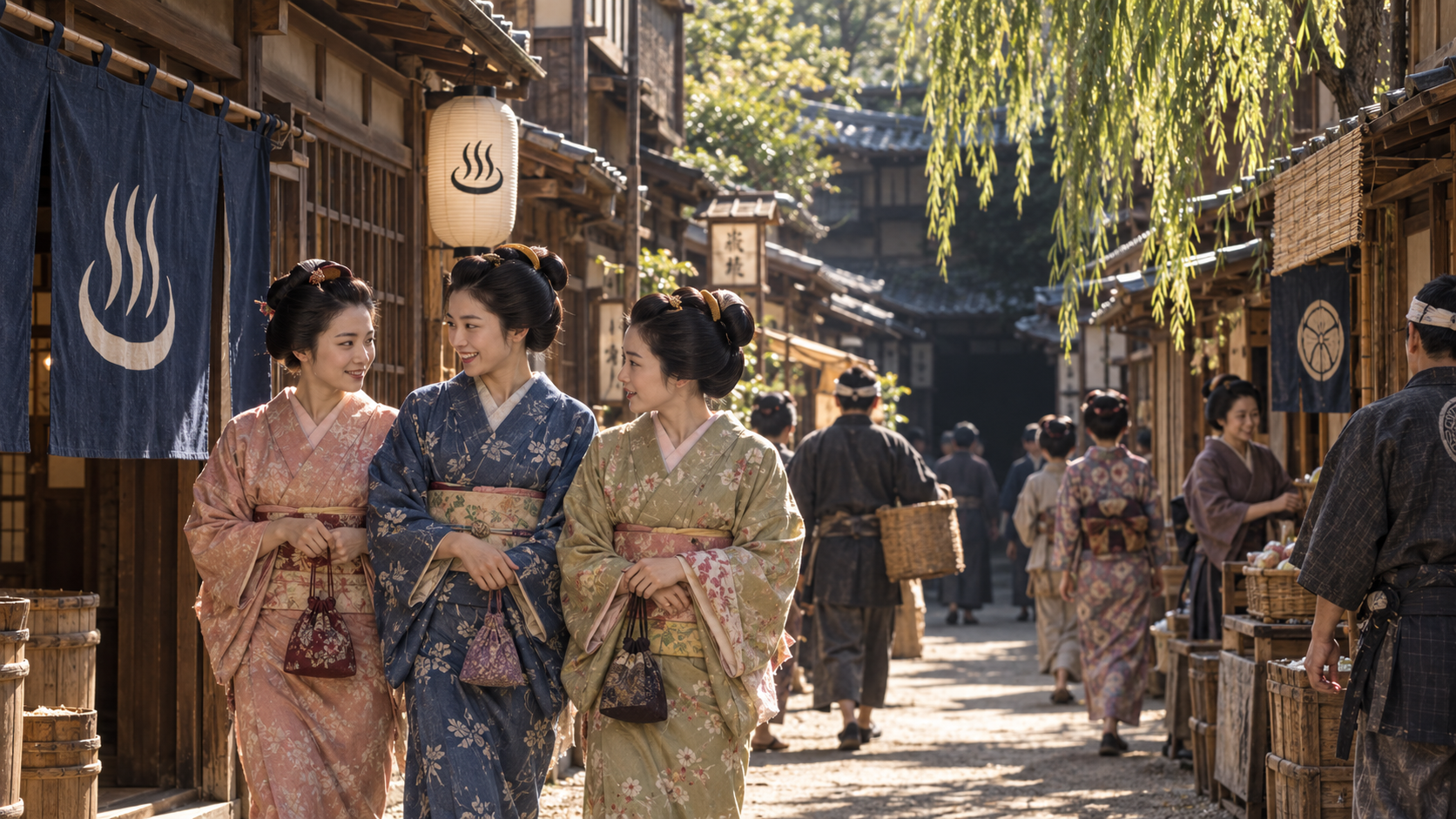 江戸の町を歩く女性たち